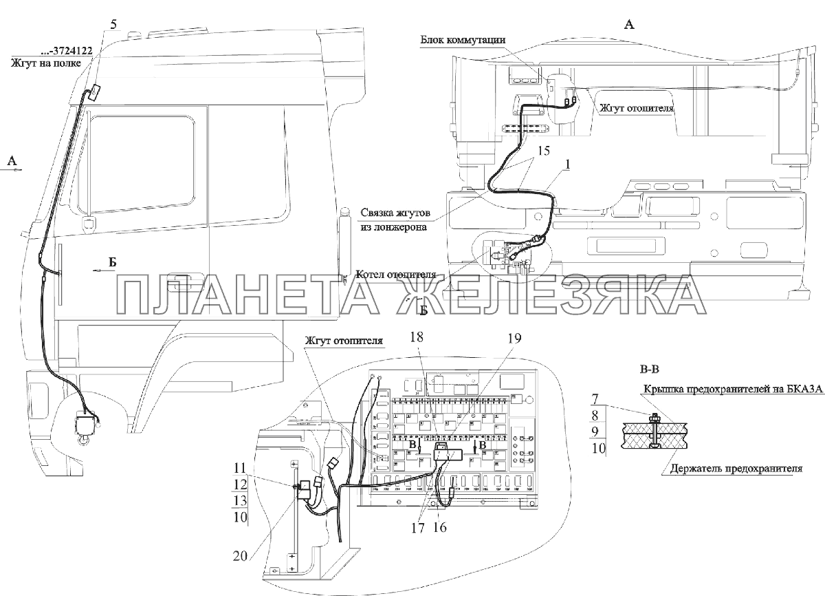 Установка электрооборудования подогревателя 544003-3700085 МАЗ-6516V8-520 (6516V8-540)