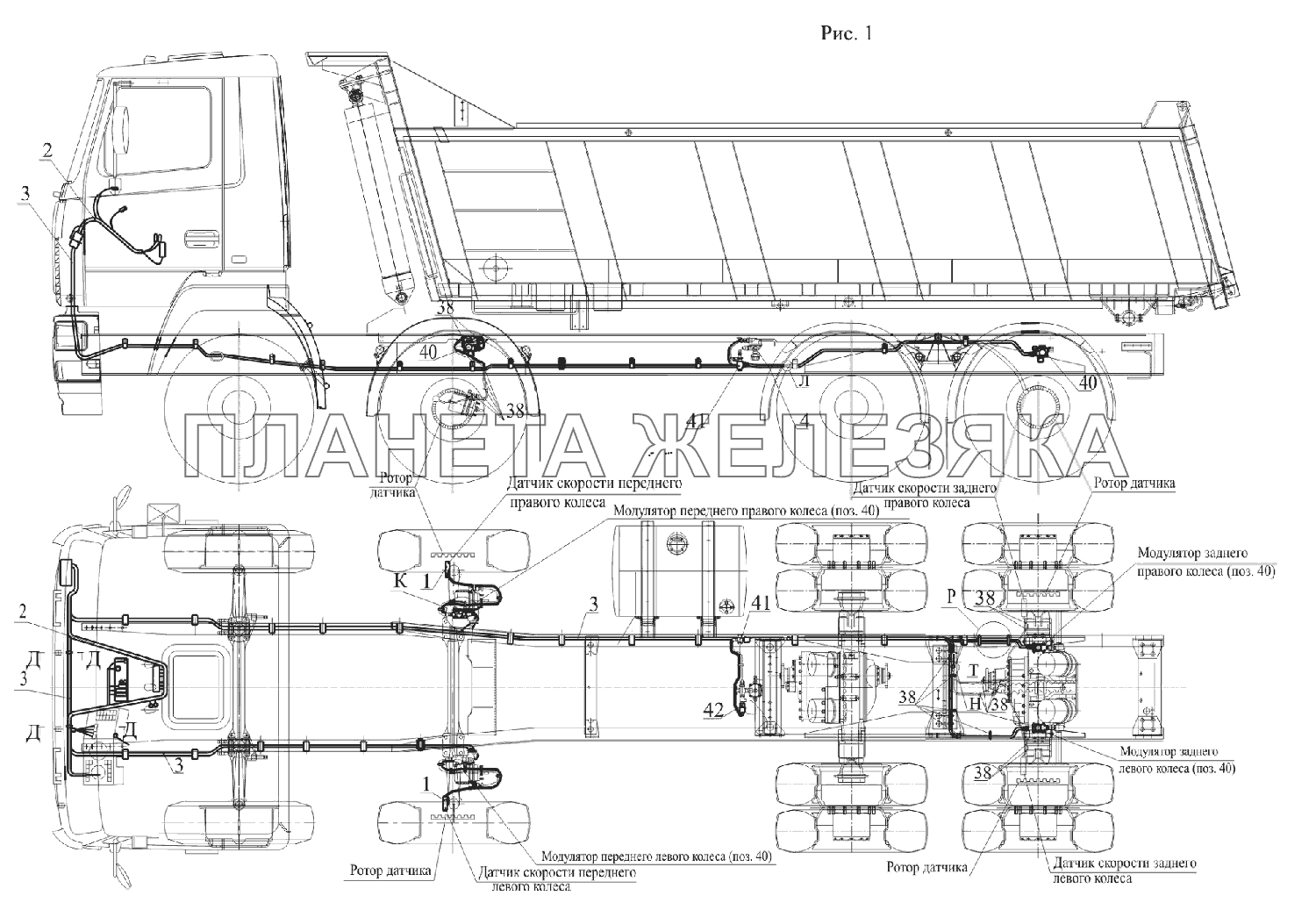 Установка электрооборудования АБС тормозов МАЗ-6516V8-520 (6516V8-540)