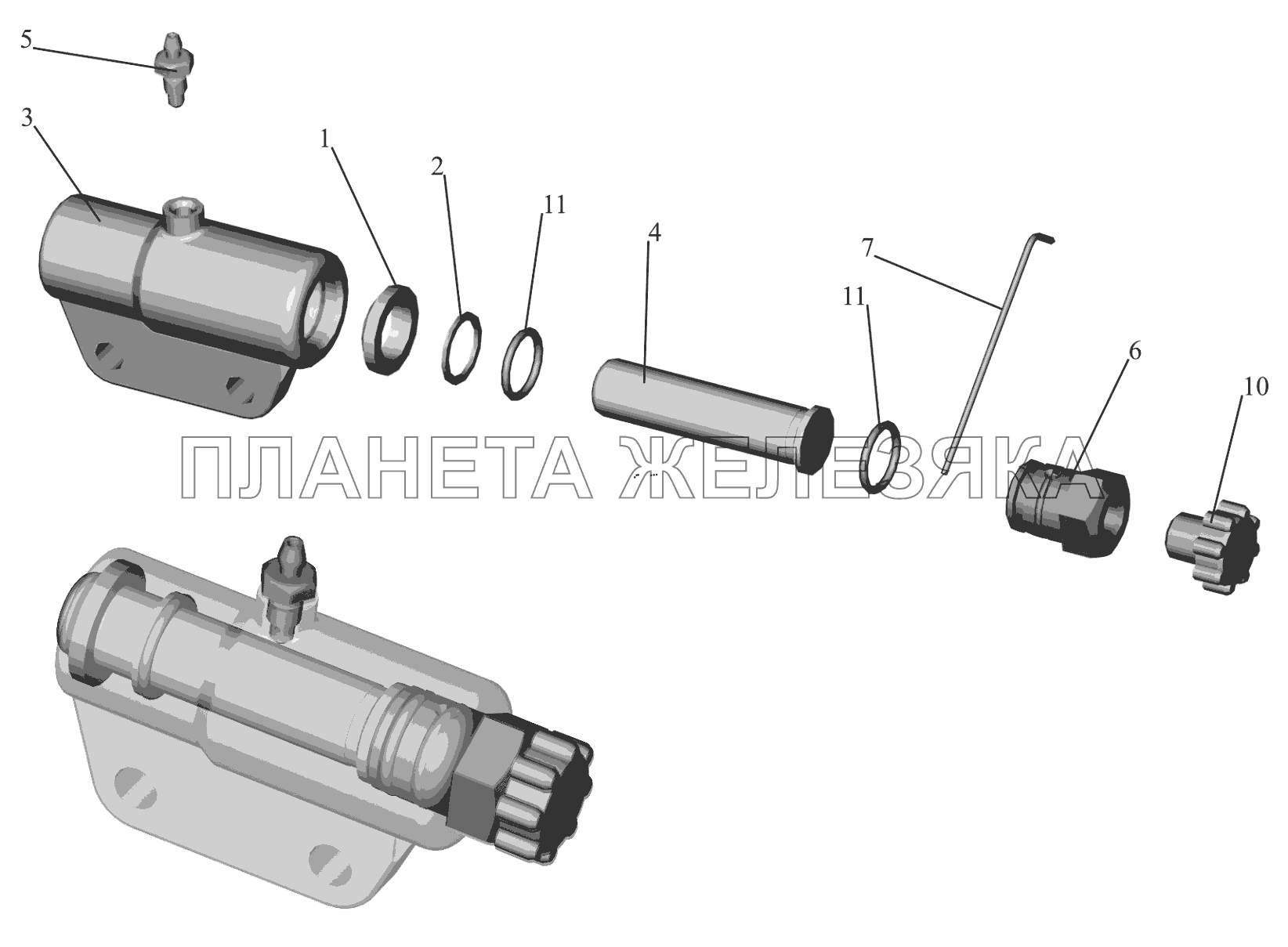 Гидроцилиндр замка кабины 6430-5003100 МАЗ-6516V8-520 (6516V8-540)