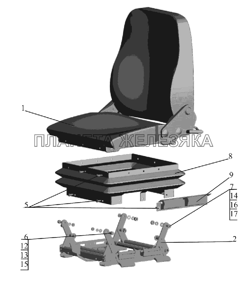 Сиденье водителя 6430-6800010 МАЗ-6516V8-520 (6516V8-540)