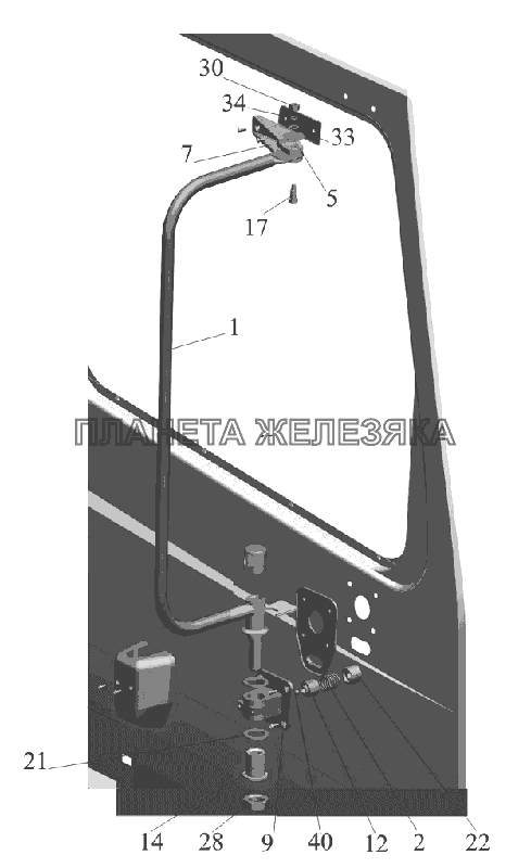 Держатель зеркала 6430-8201010, 6430-8201011 МАЗ-6516V8-520 (6516V8-540)