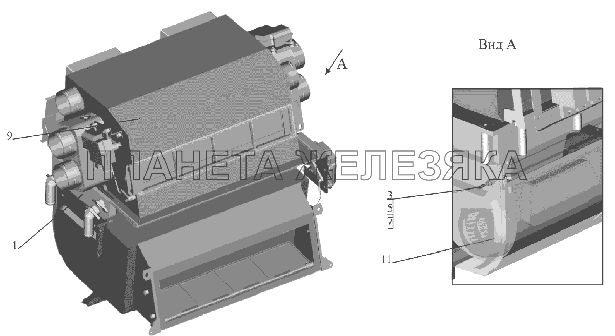 Отопитель 631019-8101010 МАЗ-6516V8-520 (6516V8-540) Отопитель 631019-8101010 МАЗ-6516V8-520 (6516V8-540)