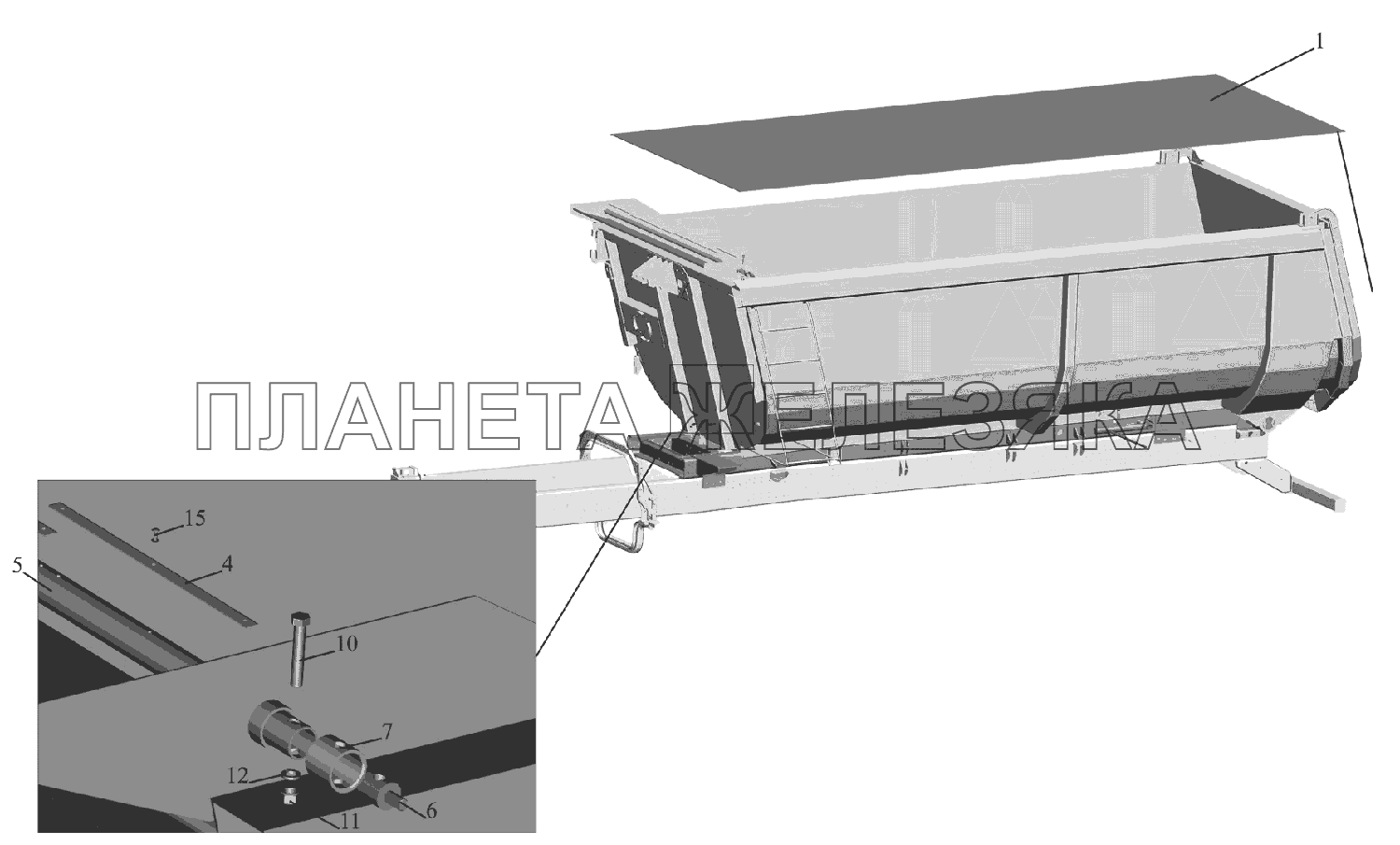 Установка тента 651608-8500004 МАЗ-6516V8-520 (6516V8-540)