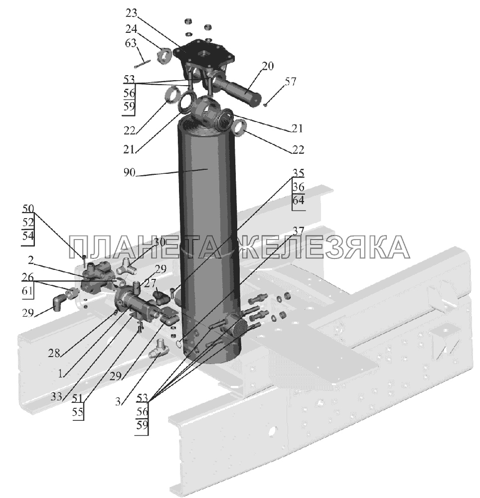 Установка цилиндра и клапанов 651608-8603500 МАЗ-6516V8-520 (6516V8-540)