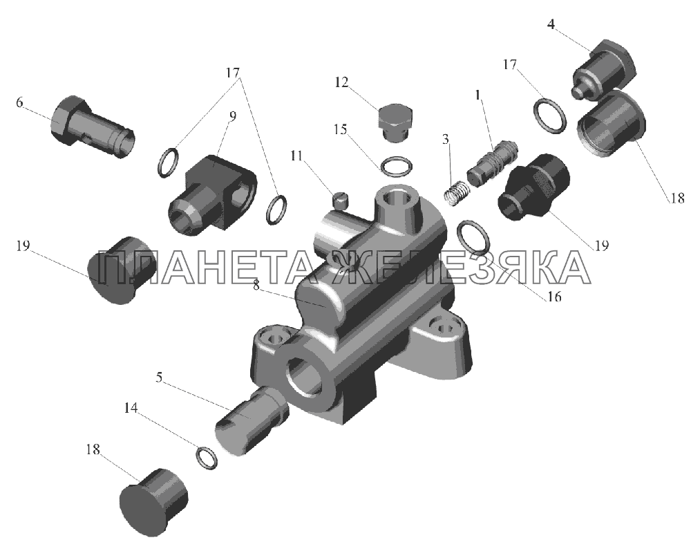Клапан расхода и давления 642208-8607110 МАЗ-6516V8-520 (6516V8-540) Клапан расхода и давления 642208-8607110 МАЗ-6516V8-520 (6516V8-540)