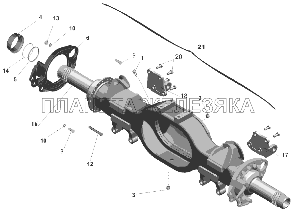 Мост задний. Картер моста 651608-2401010 МАЗ-6516V8-520 (6516V8-540)