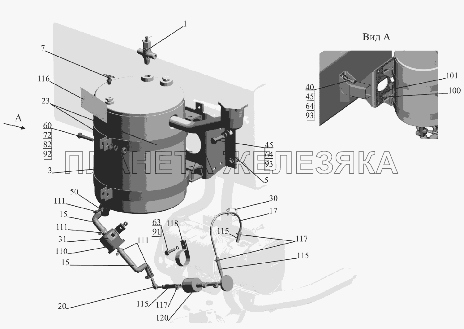 Крепление топливопроводов подогревателя 6516V8-1015004-010 МАЗ-6516V8-520 (6516V8-540)