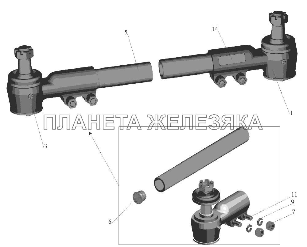 Тяга поперечная 64221-3003052 МАЗ-6516V8-520 (6516V8-540)