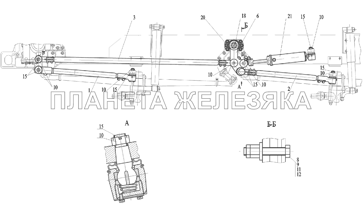 Установка продольных тяг 6516V8-3000020-000 МАЗ-6516V8-520 (6516V8-540)