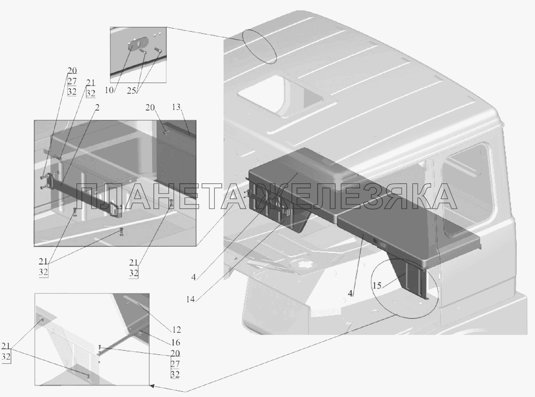 Установка спальных мест 64255-8200010 (на большую кабину) МАЗ-651705