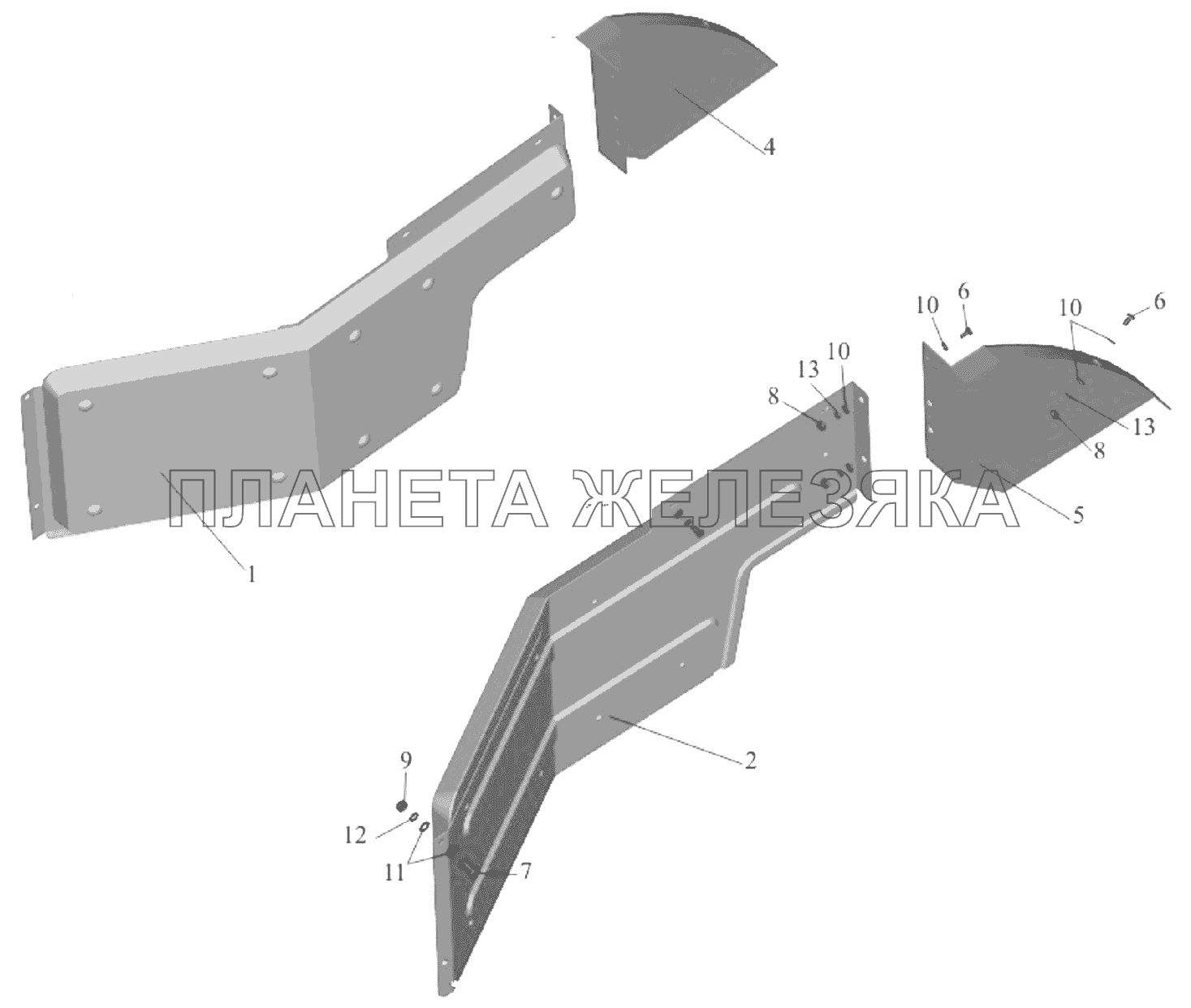 Установка экранов 551605-8400030-070(для автомобилей с малой кабиной) МАЗ-651705