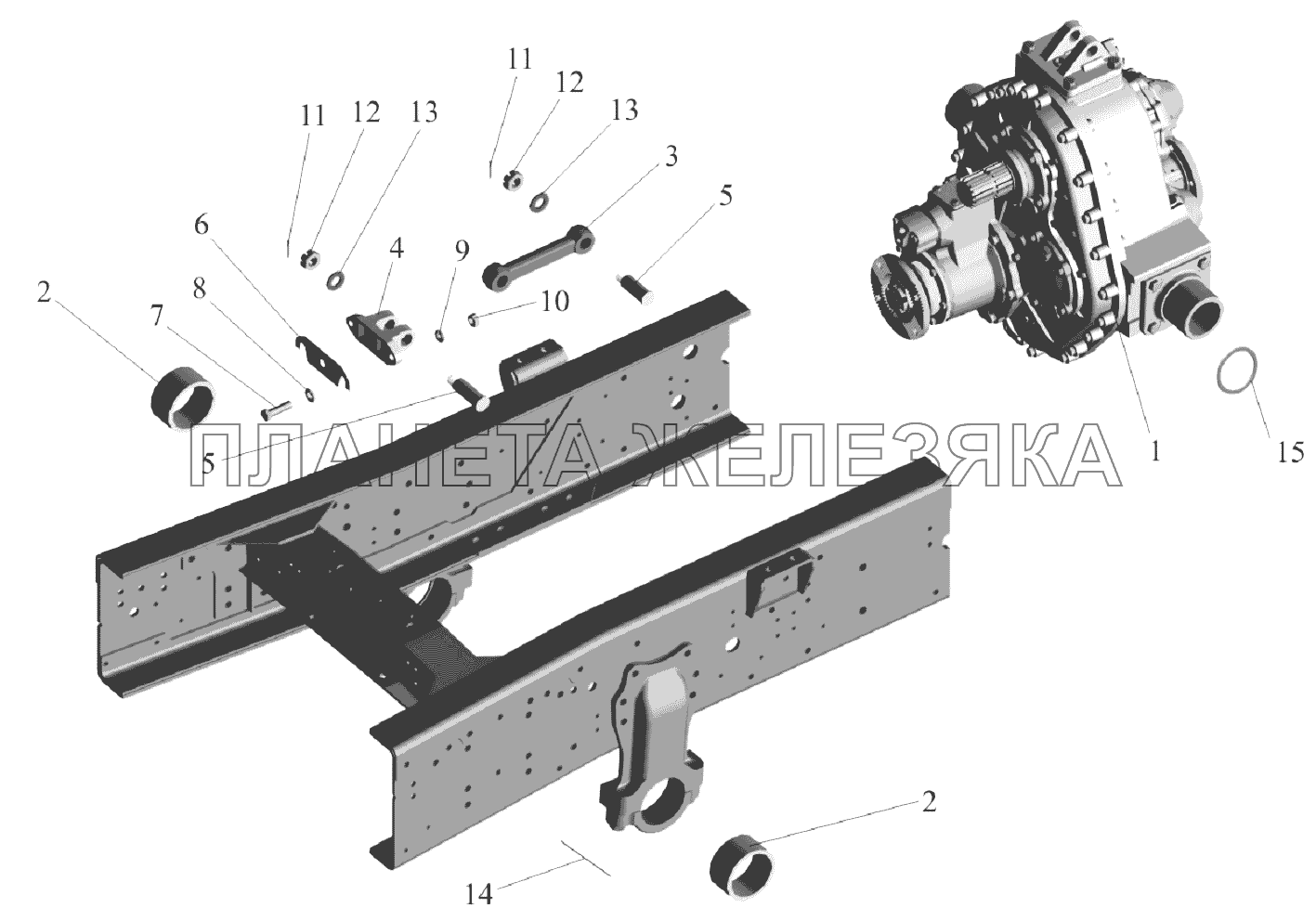 Установка раздаточной коробки 631705-1800008-090, 631705-1800008-690 МАЗ-651705