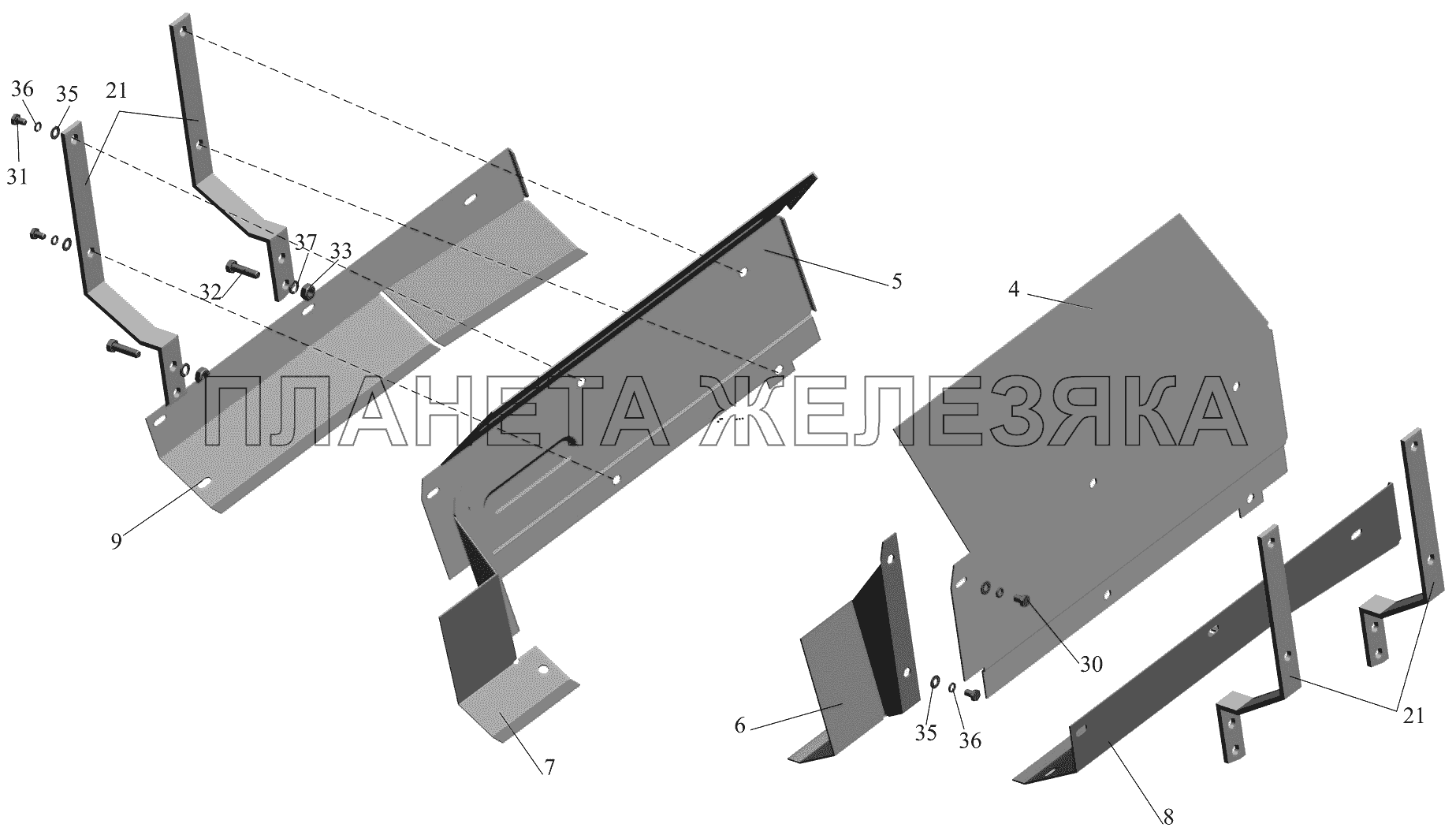 Установка шумоизоляционных экранов 555102-1016003 МАЗ-651705