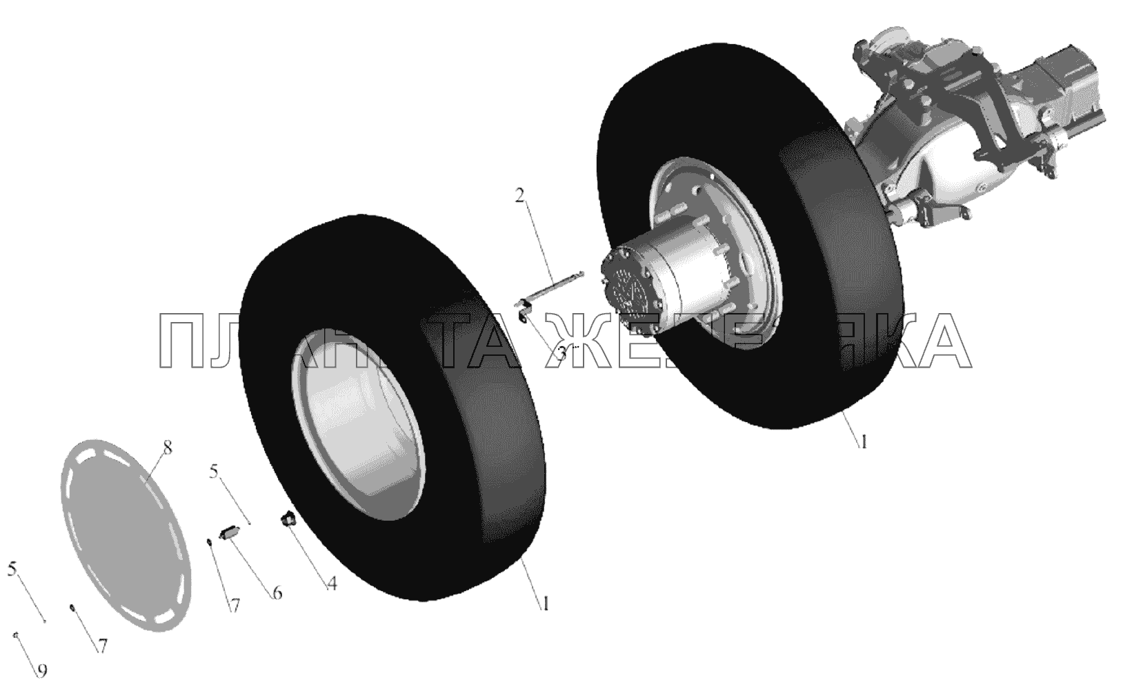 Установка задних колес 5516-3100002-030, 5516-3100002-730 МАЗ-651705