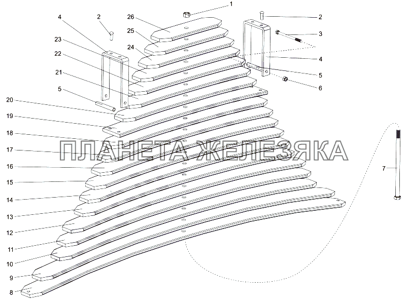Рессора задняя 74131-2912012 МАЗ-74131 Рессора задняя 74131-2912012 МАЗ-74131