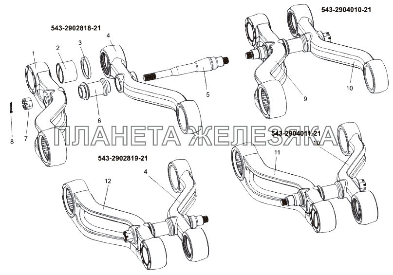 Рычаги подвески нижние передние 543-2902818-21, 543-2902819-21 МАЗ-74131