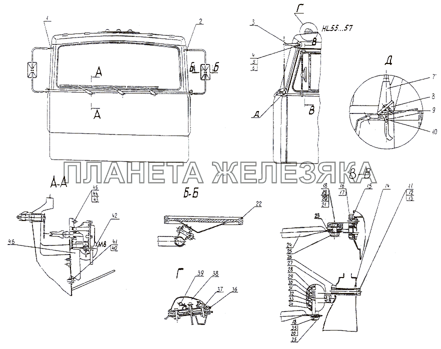 Установка стеклоочистителя. Зеркала МАЗ-74131