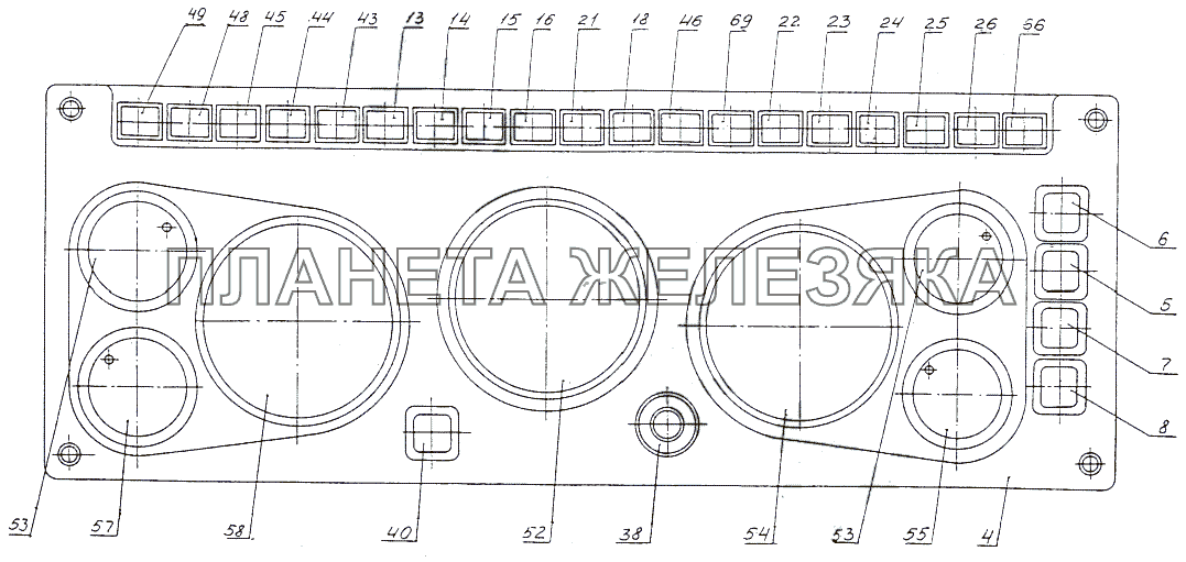 Панель приборов основная МАЗ-74131