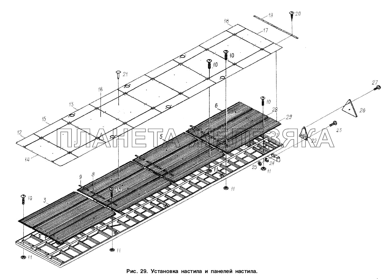 Установка настила и панелей настила МАЗ-93802