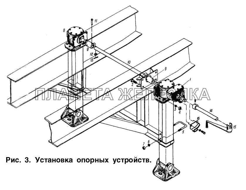 Установка опорных устройств МАЗ-93892