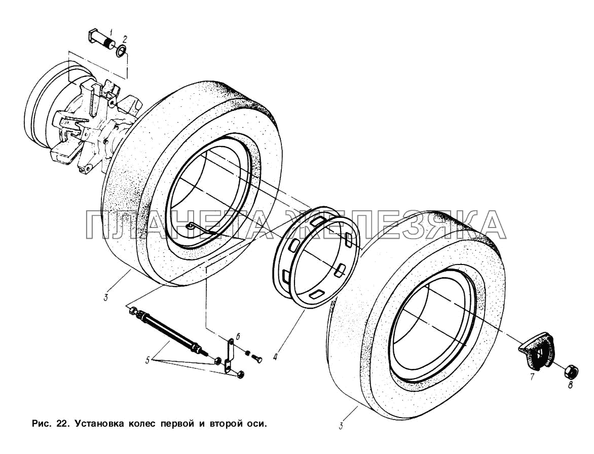 Установка колес первой и второй оси МАЗ-93892