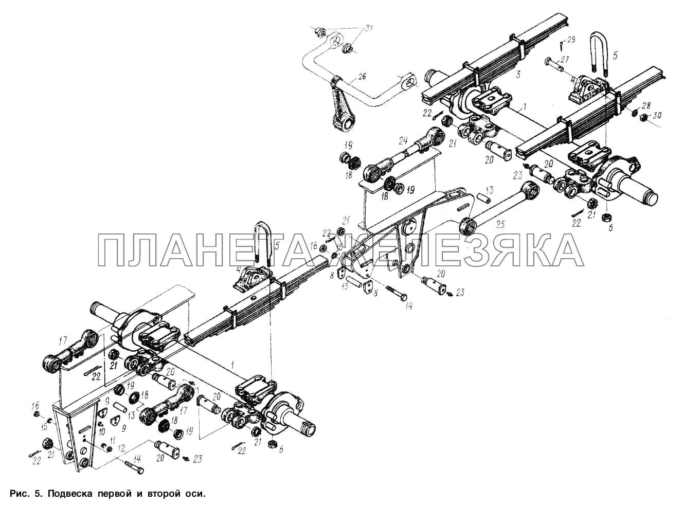 Подвеска. Установка первой и второй оси МАЗ-9506
