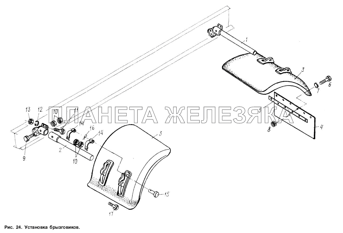 Установка брызговика МАЗ-9506