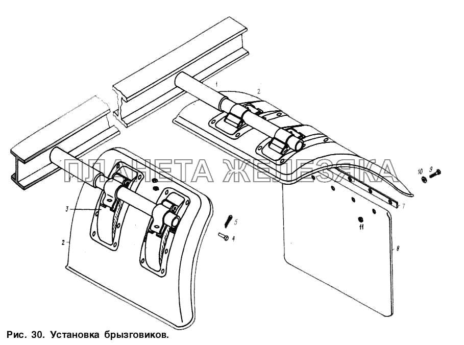Установка брызговиков МАЗ-9758-30
