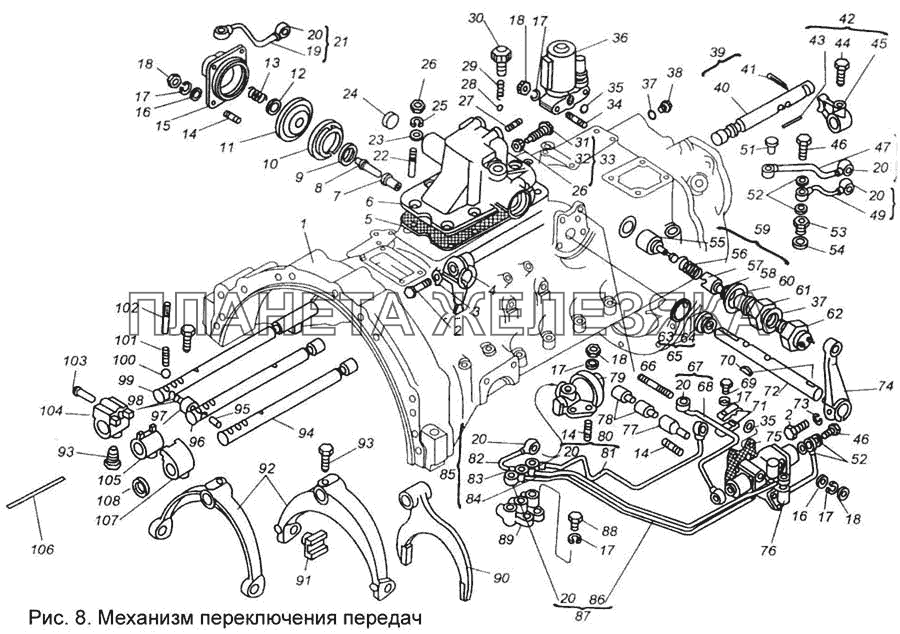 Механизм переключения передач КПП МАЗ-543205-070