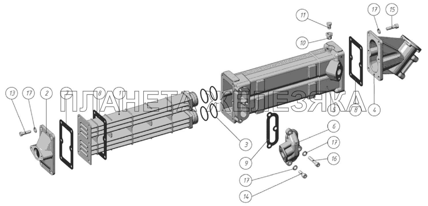 Охладитель рециркуляции отработавших газов. Д-245.35E4 (для МАЗ) Охладитель рециркуляции отработавших газов. Д-245.35E4 (для МАЗ)