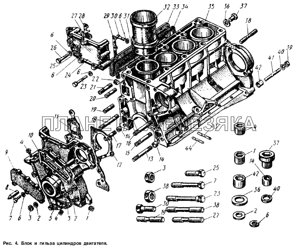 Блок и гильза цилиндров двигателя Москвич-2734