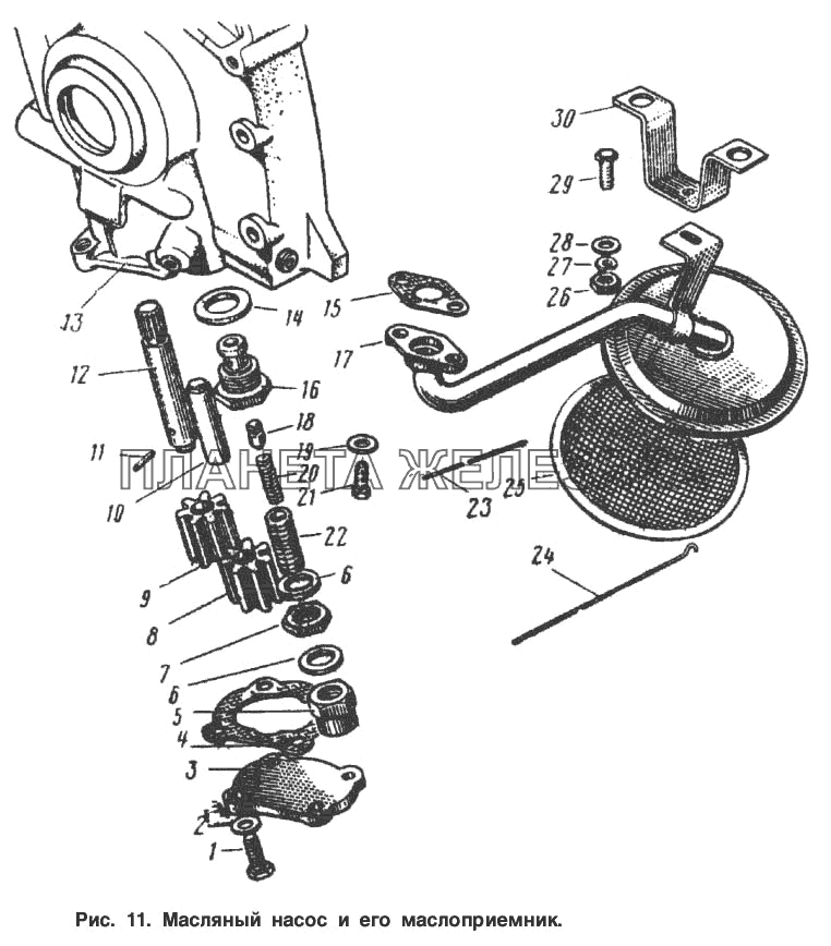 Масляный насос и его маслоприемник Москвич-2137