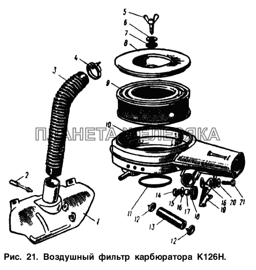 Воздушный фильтр карбюратора К126Н Москвич-2140