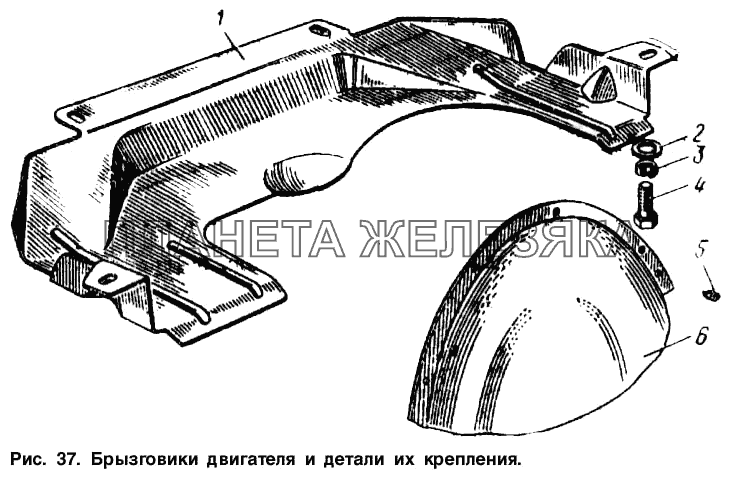 Брызговики двигателя и детали их крепления Москвич-2734
