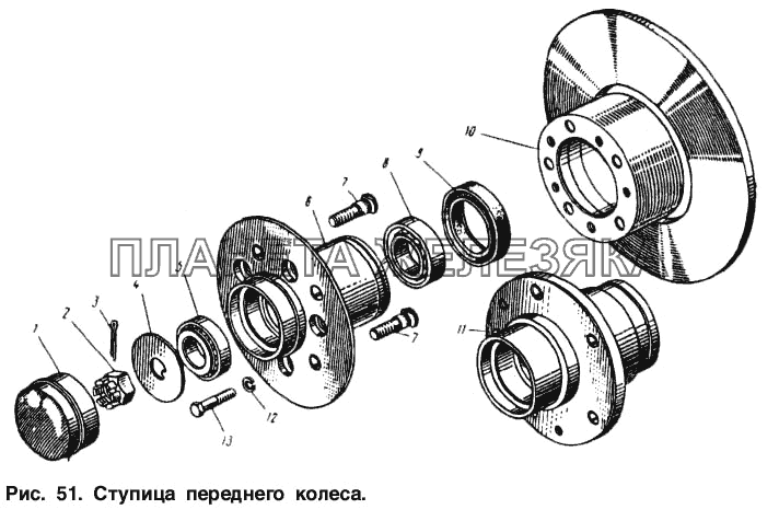 Ступица переднего колеса Москвич-2140