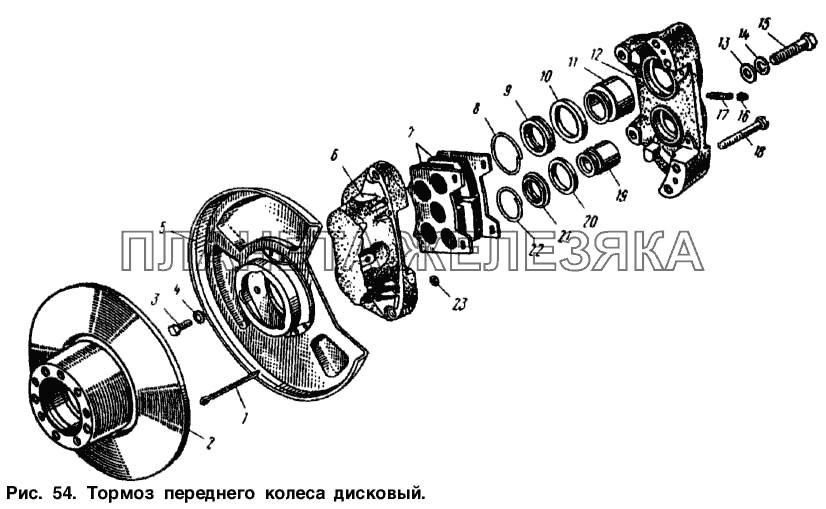 Тормоз переднего колеса дисковый Москвич-2734