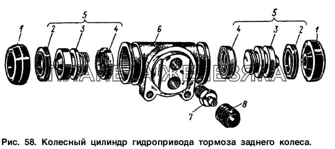 Колесный цилиндр гидропривода тормоза заднего колеса Москвич-2140