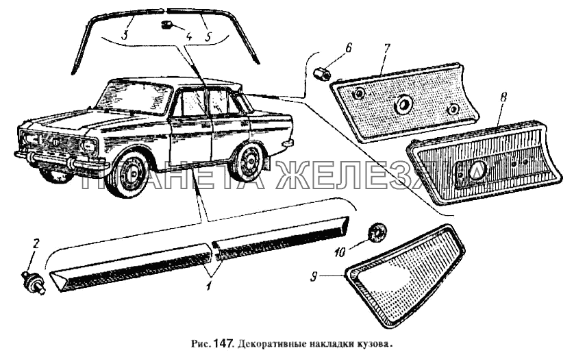 Декоративные накладки кузова Москвич-2734