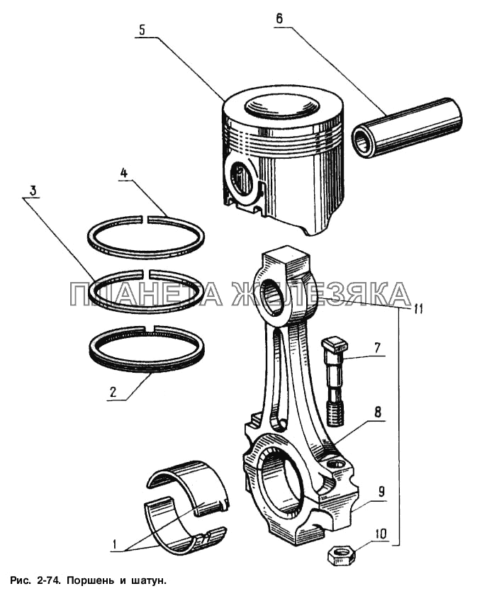 Поршень и шатун Москвич-2141