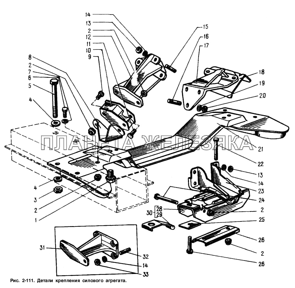 Детали крепления силового агрегата Москвич-2141