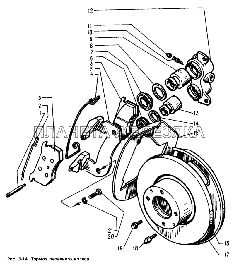 Тормоз переднего колеса Москвич-2141