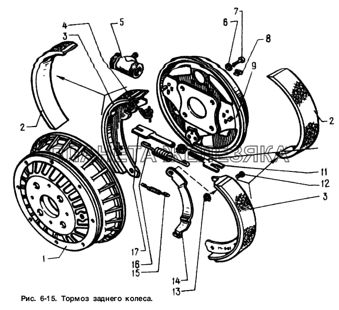 Тормоз заднего колеса Москвич-2141