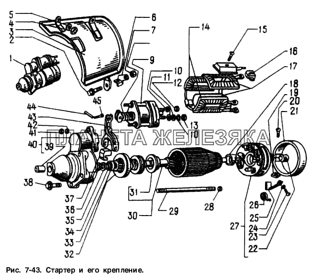 Стартер и его крепление Москвич-2141