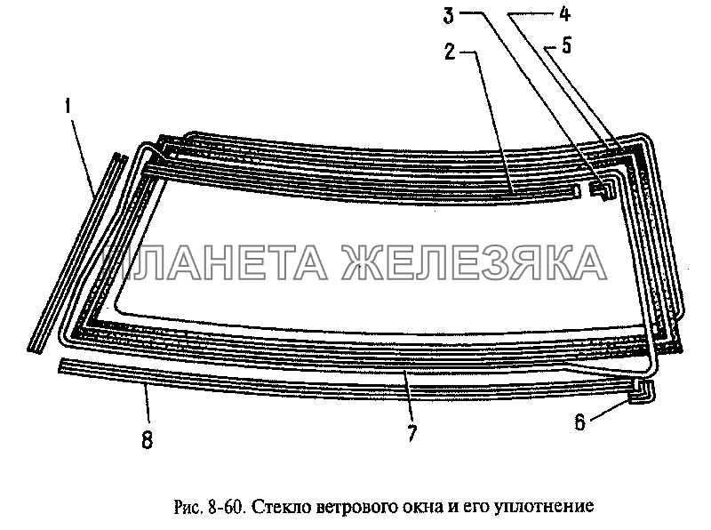 Стекло ветрового окна и его уплотнение Москвич-2335