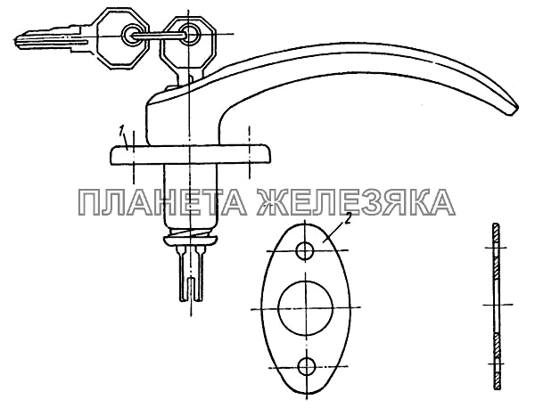 Ручка и ключи двери задка кузова Москвич-407 Ручка и ключи двери задка кузова Москвич-407