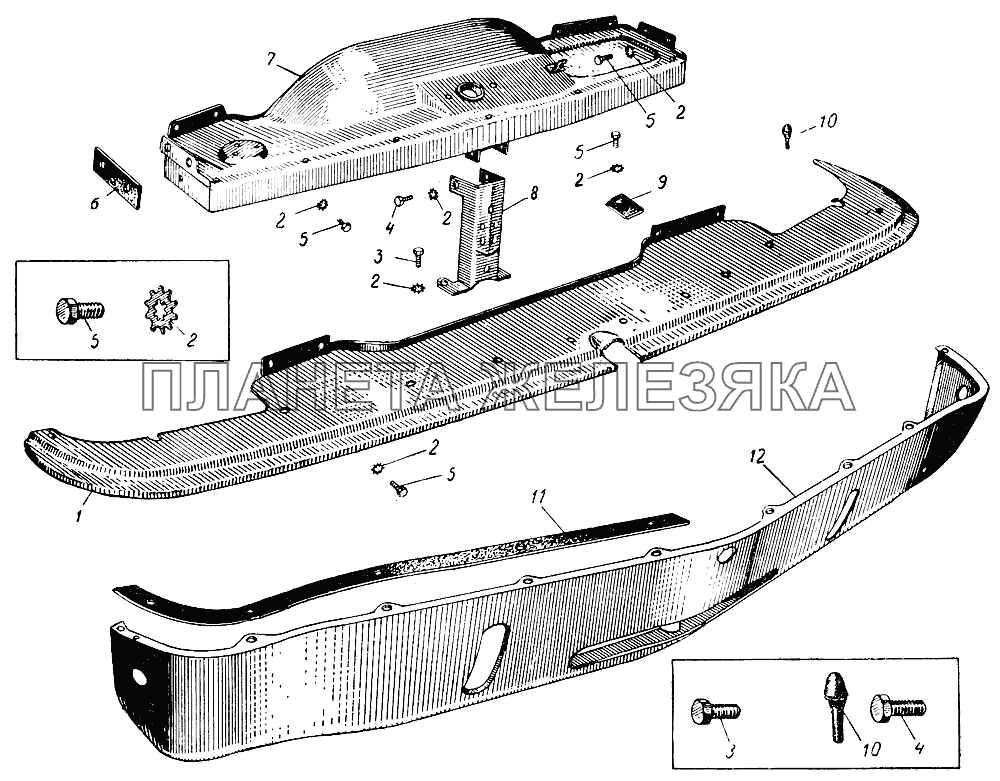 Полка щита радиатора и брызговики Москвич-407