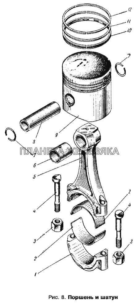 Поршень и шатун Москвич 412