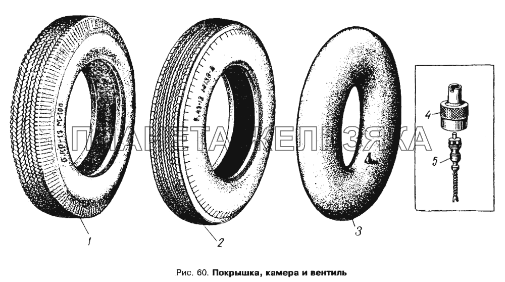 Покрышка, камера и вентиль Москвич 412