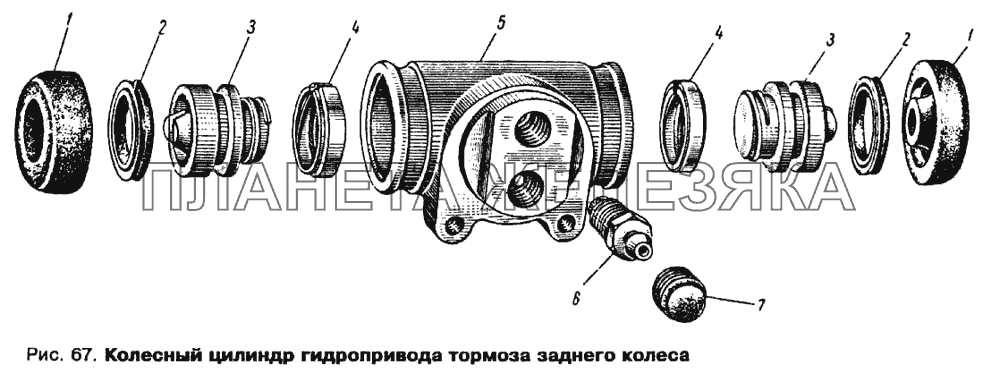 Колесный цилиндр гидропривода тормоза заднего колеса Москвич 412