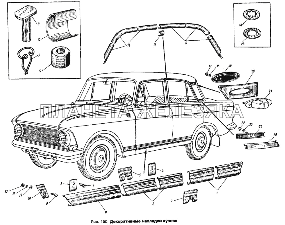 Декоративные накладки кузова Москвич 412